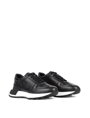 Женские кроссовки кожаные черные - фото 2 - Miraton