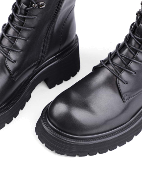 Жіночі черевики берці чорні шкіряні з підкладкою з повсті - фото 5 - Miraton