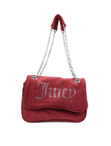 Женская сумка кросс-боди Juicy Couture тканевая бордовая с цепочкой фото 1