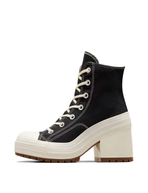 Жіночі кеди Converse Chuck 70 De Luxe Heel тканинні чорні - фото 2 - Miraton