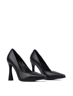 Женские туфли-лодочки MIRATON черные на расклешенном каблуке - фото 3 - Miraton