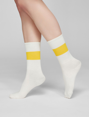 Набір жіночих високих шкарпеток Legs Socks Cotton Line жовті, 2 пари - фото 3 - Miraton