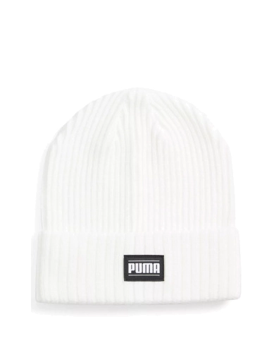 Шапка Puma Ribbed Classic Cuff Beanie тканевая белая фото 1