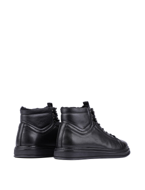 Мужские ботинки черные кожаные с подкладкой из натурального меха - фото 4 - Miraton