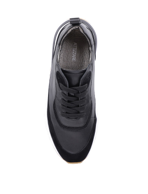 Женские кроссовки кожаные черные - фото 4 - Miraton