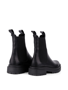 Жіночі черевики челсі чорні шкіряні з підкладкою байка - фото 4 - Miraton
