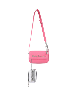 Жіноча сумка хобо Juicy Couture з екошкіри рожева з логотипом - фото 6 - Miraton