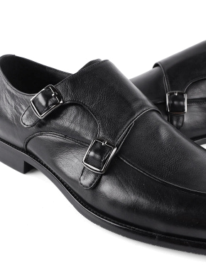 Чоловічі туфлі шкіряні чорні монки - фото 5 - Miraton