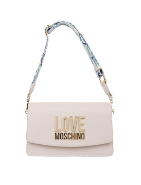 Сумка через плече Love Moschino молочна з лого - фото 5 - Miraton