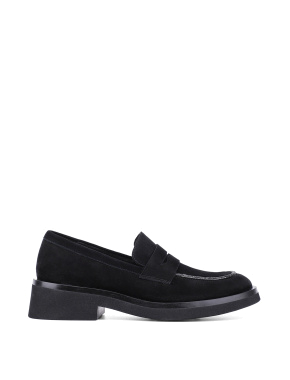 Женские туфли лоферы черные замшевые - фото 1 - Miraton