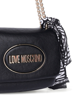 Женская сумка кросс-боди Love Moschino из экокожи черная с цепочкой - фото 3 - Miraton