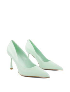 Жіночі туфлі човники шкіряні зелені - фото 3 - Miraton