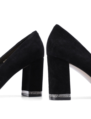 Жіночі туфлі з гострим носком чорні велюрові - фото 2 - Miraton