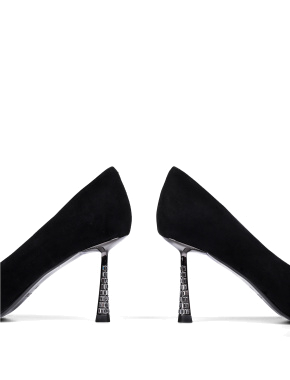 Жіночі туфлі з гострим носком чорні велюрові - фото 2 - Miraton