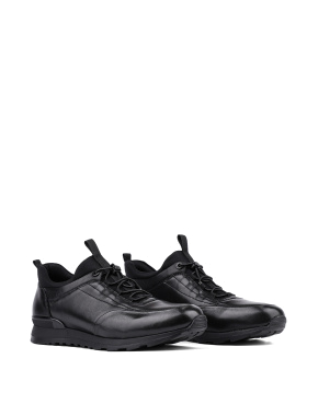 Мужские кроссовки черные кожаные - фото 3 - Miraton