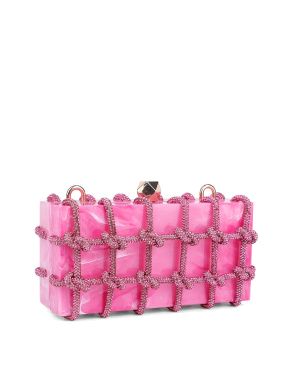 Клатч MIRATON із пластмаси рожевого кольору с цепочкой - фото 2 - Miraton