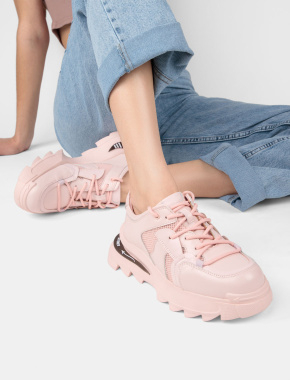 Жіночі кросівки шкіряні рожеві - фото 1 - Miraton