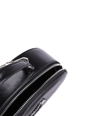 Сумка MIRATON крос-боді шкіряна чорна з декоративною фурнітурою - фото 5 - Miraton