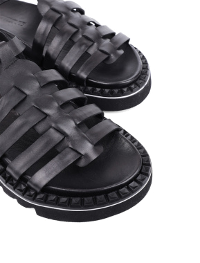 Жіночі грецькі сандалі шкіряні чорні - фото 5 - Miraton