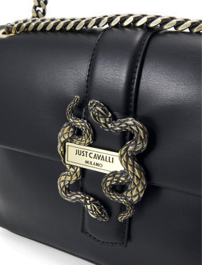 Сумка Just Cavalli крос-боді чорна з екошкіри з декоративною застібкою - фото 5 - Miraton
