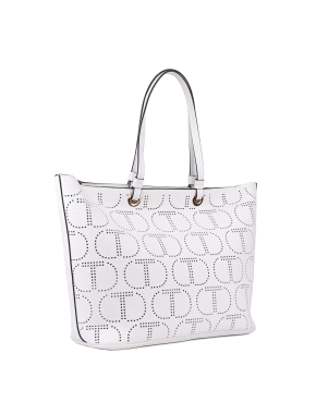 Жіноча сумка шопер TwinSet з экошкіри біла з логотипом - фото 2 - Miraton