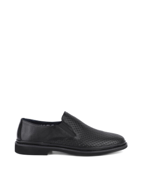 Мужские туфли лоферы черные кожаные - фото 1 - Miraton