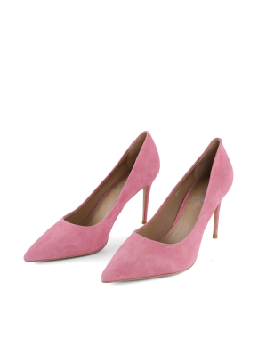 Жіночі туфлі велюрові рожеві з гострим носком - фото 2 - Miraton