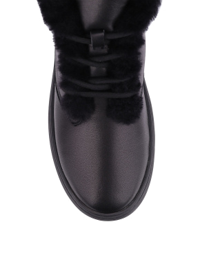 Жіночі черевики хайтопи чорні шкіряні з підкладкою iз натурального хутра - фото 4 - Miraton