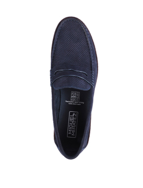 Мужские туфли с перфорацией нубуковые синие - фото 4 - Miraton