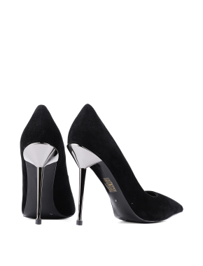Жіночі туфлі з гострим носком чорні велюрові - фото 4 - Miraton