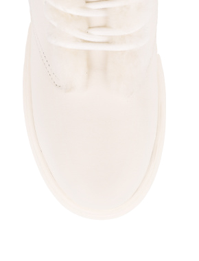 Жіночі черевики хайтопи молочні шкіряні з підкладкою iз натурального хутра - фото 4 - Miraton