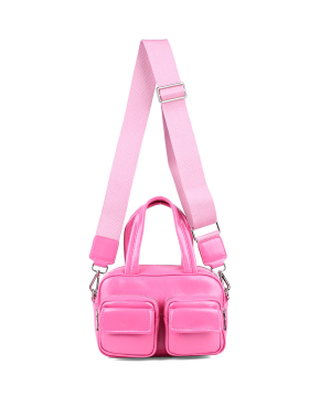 Жіноча сумка карго MIRATON шкіряна рожева з накладними кишенями - фото 4 - Miraton