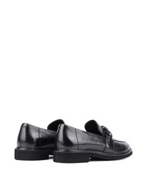 Женские туфли лоферы черные кожаные - фото 4 - Miraton