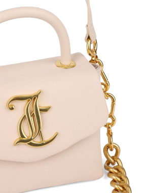 Жіноча сумка крос-боді Juicy Couture з екошкіри бежева з логотипом - фото 6 - Miraton