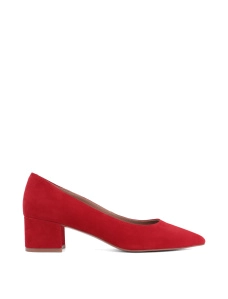 Женские туфли велюровые красные с острым носком - фото  - Miraton