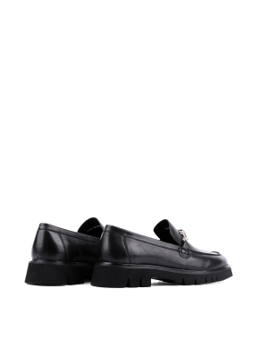 Женские туфли лоферы Attizzare кожаные черные - фото 3 - Miraton