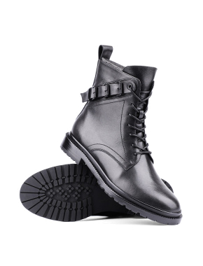 Жіночі черевики берци чорні шкіряні з підкладкою байка - фото 2 - Miraton