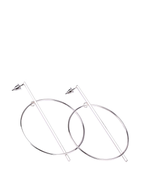Жіночі сережки MIRATON великі кільця в сріблі - фото 1 - Miraton