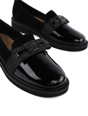 Женские туфли лоферы черные лаковые - фото 6 - Miraton