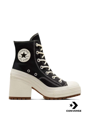 Жіночі кеди Converse Chuck 70 De Luxe Heel тканинні чорні - фото 1 - Miraton