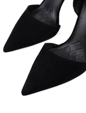 Жіночі туфлі-човники дорсей MIRATON шкіряні чорні з тисненням - фото 5 - Miraton