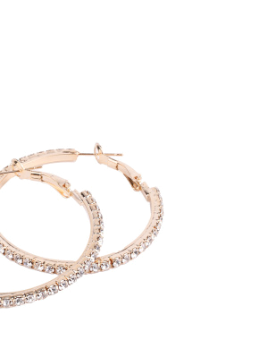 Жіночі сережки конго MIRATON круглі з камінням в позолоті - фото 2 - Miraton