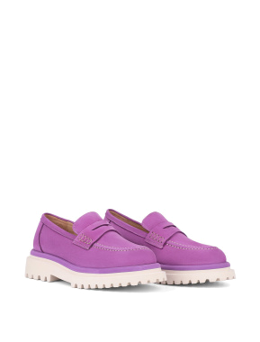 Жіночі туфлі лофери велюрові фіолетові - фото 2 - Miraton