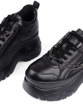 Жіночі кросівки MIRATON чорні шкіряні - фото 4 - Miraton