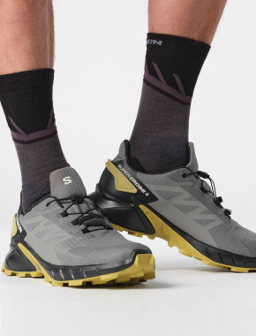 Мужские кроссовки Salomon SUPERCROSS 4 GTX Pewt серые тканевые - фото 1 - Miraton