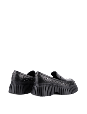 Жіночі туфлі лофери MIRATON шкіряні чорні - фото 4 - Miraton