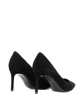 Жіночі туфлі з гострим носком чорні велюрові - фото 3 - Miraton