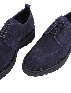Чоловічі туфлі дербі сині замшеві - фото 5 - Miraton