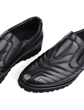 Мужские туфли слипоны черные кожаные - фото 5 - Miraton