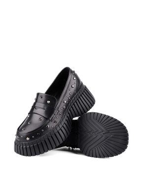 Жіночі туфлі лофери MIRATON шкіряні чорні - фото 2 - Miraton